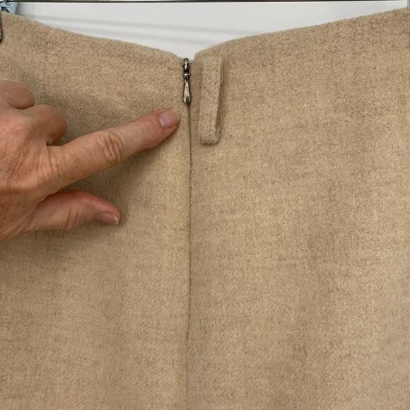 Vintage JAEGER London A-Line Skirt WOOL CAMELHAIR 8 / 26 Waist Neutral Career - Picture 5 of 7